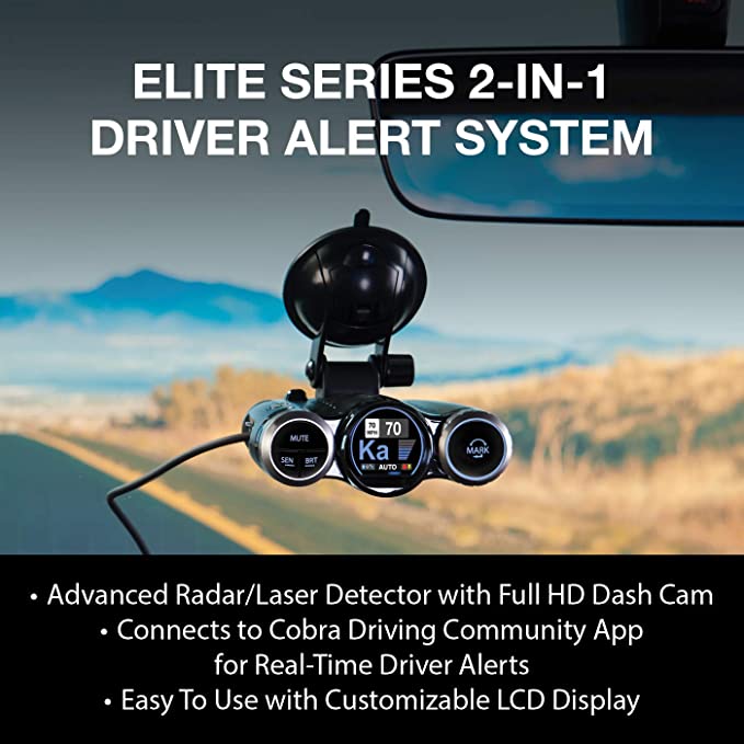Cobra RoadScout 2-In-1 Radar Detector and Dash Camera Driver Alert